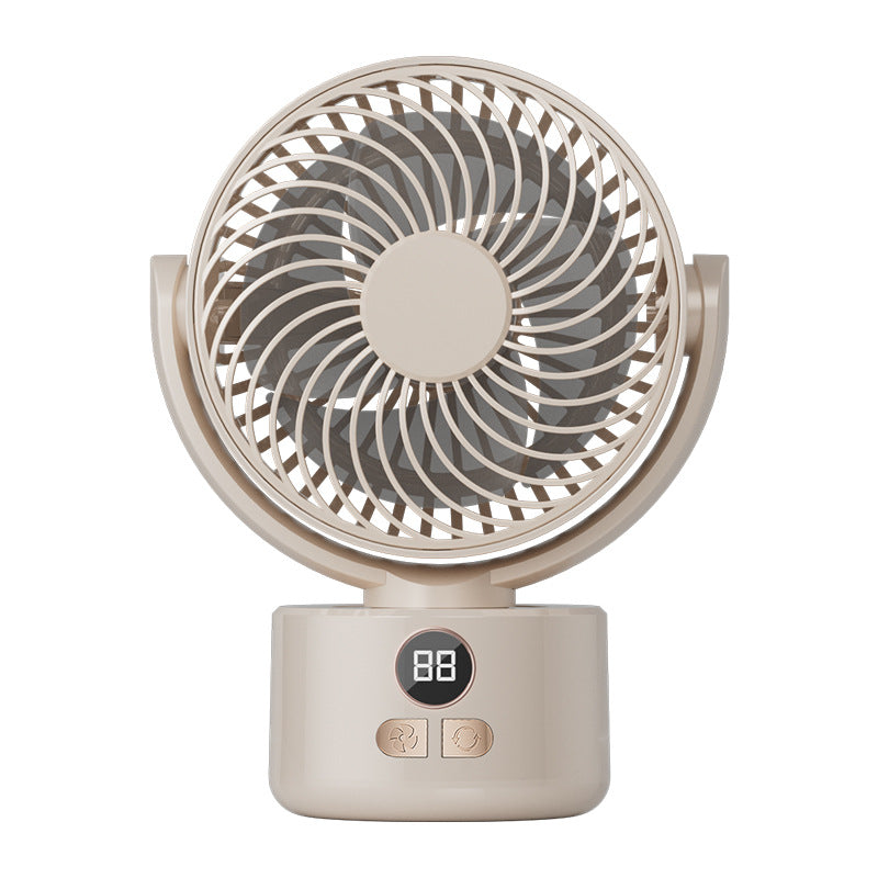 Portable Rechargeable Desktop Fan with LED Display, Quiet USB Table Fan, Adjustable Angle for Home & Office